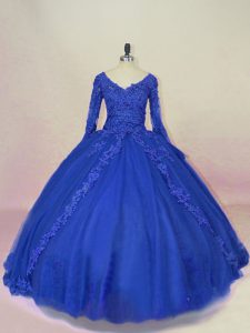 Long Sleeves Lace Up Lace and Appliques Sweet 16 Quinceanera Dress