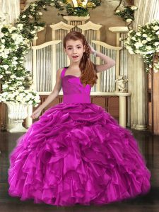 High Quality Sleeveless Lace Up Floor Length Ruffles Pageant Dress for Womens
