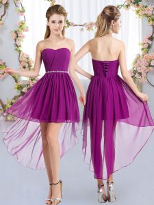 Best Selling Strapless Sleeveless Chiffon Quinceanera Court Dresses Beading Lace Up