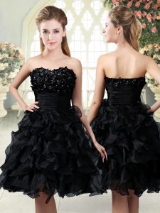 Mini Length A-line Sleeveless Black Dress for Prom Side Zipper