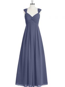 Lovely Blue Sleeveless Chiffon Zipper Prom Party Dress for Prom and Party