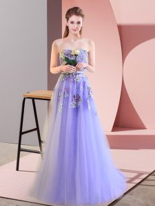 Inexpensive Floor Length Lavender Evening Dress Sweetheart Sleeveless Lace Up