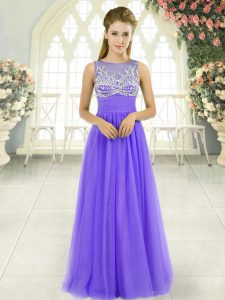 Dynamic Tulle Sleeveless Floor Length Prom Dresses and Beading