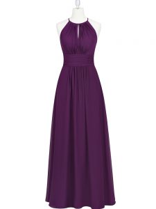 Fitting Purple Halter Top Neckline Ruching Homecoming Dress Sleeveless