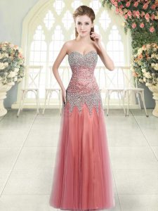 Beautiful Watermelon Red Prom Party Dress Prom and Party with Beading Sweetheart Sleeveless Zipper