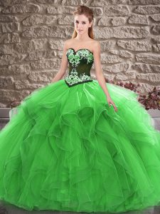 Superior Sleeveless Lace Up Floor Length Beading and Embroidery 15 Quinceanera Dress