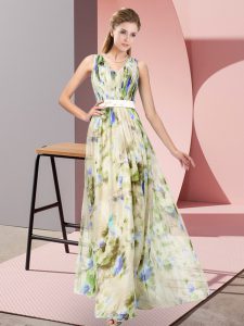 Charming Multi-color Sleeveless Floor Length Pattern Zipper Prom Dresses
