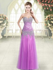 Lilac Sweetheart Neckline Beading Dress for Prom Sleeveless Zipper