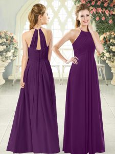 Sumptuous Floor Length Empire Sleeveless Purple Prom Dresses Zipper