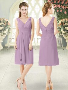 Beautiful V-neck Sleeveless Zipper Ruching Homecoming Dress in Purple