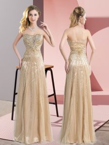 High Quality Sweetheart Sleeveless Zipper Evening Dress Champagne Tulle