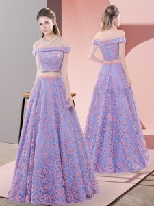 Artistic Lavender A-line Beading Prom Dress Zipper Lace Sleeveless Floor Length
