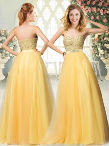 Attractive Sleeveless Zipper Floor Length Beading Prom Dress