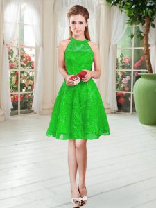 Adorable Green Scoop Neckline Lace Prom Dress Sleeveless Zipper