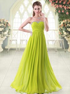 Yellow Green Sleeveless Beading Floor Length Prom Gown