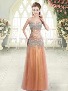 Nice Floor Length Column/Sheath Sleeveless Orange Prom Evening Gown Zipper