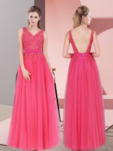 Tulle Sleeveless Floor Length Prom Gown and Lace