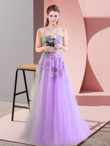 Lavender Sweetheart Neckline Appliques Sleeveless Lace Up