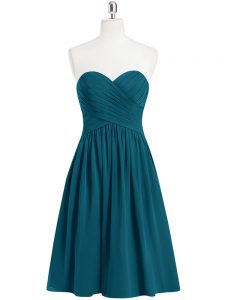 Best Selling Teal Sleeveless Pleated Knee Length Prom Party Dress