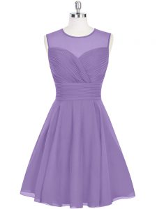 Nice Purple Sleeveless Chiffon Zipper for Prom and Party