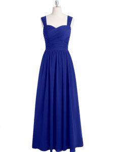 Attractive Chiffon Straps Sleeveless Zipper Ruching Prom Dresses in Royal Blue