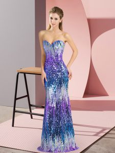 Elegant Multi-color Sweetheart Neckline Sequins Prom Evening Gown Sleeveless Lace Up