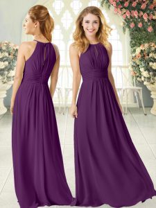 Beautiful Purple Scoop Zipper Ruching Dress for Prom Sleeveless