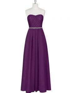 Pretty Purple Sleeveless Chiffon Zipper Prom Evening Gown for Prom and Party