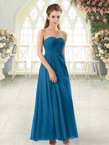 Designer Blue Sleeveless Chiffon Zipper Prom Dresses for Prom and Party