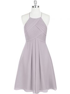 Grey Sleeveless Chiffon Zipper for Prom and Party