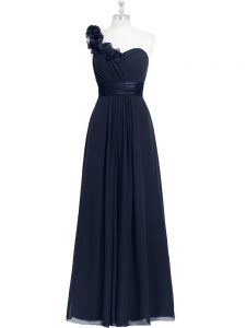 Black Zipper Prom Party Dress Hand Made Flower Sleeveless Floor Length