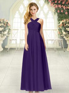 High End Purple Sleeveless Chiffon Zipper Prom Dress for Prom and Party