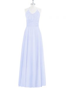 Stunning Baby Blue Zipper Halter Top Ruching Prom Dress Chiffon Sleeveless