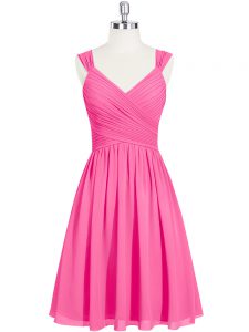 Top Selling Mini Length Pink Prom Dresses Straps Sleeveless Zipper