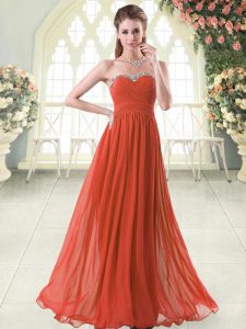 Chiffon Sweetheart Sleeveless Zipper Beading Prom Gown in Rust Red