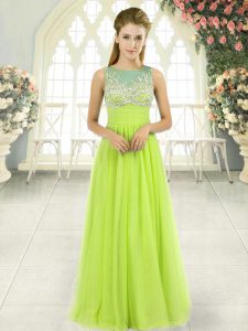 Clearance Scoop Sleeveless Tulle Dress for Prom Beading Side Zipper