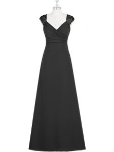 Black Zipper Prom Party Dress Lace Sleeveless Floor Length