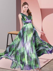 Dynamic Floor Length Multi-color Prom Gown Printed Sleeveless Pattern