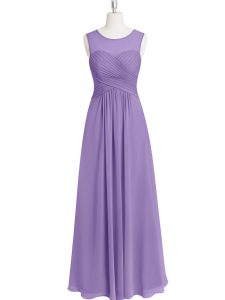 Romantic Lavender Scoop Zipper Ruching Prom Dress Sleeveless