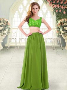 Olive Green Prom Dress Prom and Party with Beading and Lace Straps Sleeveless Zipper
