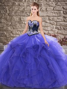 Edgy Purple Quince Ball Gowns Sweet 16 and Quinceanera with Beading and Embroidery Sweetheart Sleeveless Lace Up