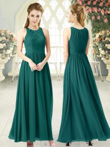 Green Prom Dresses Prom and Party with Ruching Scoop Sleeveless Zipper