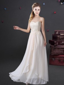Modern Chiffon Sweetheart Sleeveless Zipper Lace and Appliques Wedding Guest Dresses in White