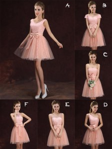 Colorful Mini Length A-line Sleeveless Peach Quinceanera Court Dresses Lace Up
