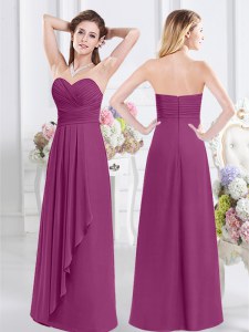 Most Popular Fuchsia Sleeveless Ruching Floor Length Bridesmaid Dresses