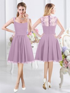 Exquisite Lavender Straps Zipper Lace Bridesmaids Dress Cap Sleeves