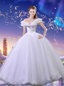 Sophisticated Cinderella Off the Shoulder Sleeveless Lace Up Floor Length Beading and Bowknot Sweet 16 Dress