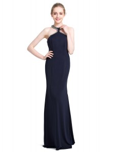 Custom Designed Black Prom Dress Prom and Party and For with Beading High-neck Sleeveless Zipper