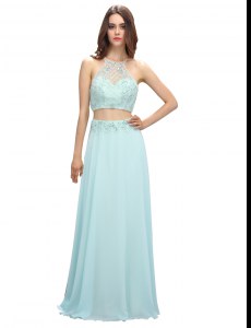 Discount Light Blue Prom Dress Prom and Party and For with Beading Scoop Sleeveless Zipper