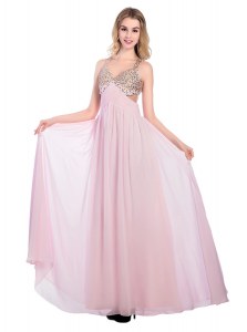 Fantastic Sleeveless Criss Cross Floor Length Beading and Bowknot Prom Party Dress